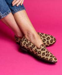 By Paige Ladies Leopard on Tan Needlepoint Stitched Loafers 