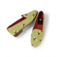 By Paige Ladies Bumblebees on Lime Needlepoint Loafers