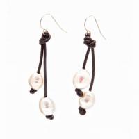 Leather and Pearl Earrings