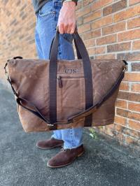 CB Station Brown Monogrammed Weekender Canvas Duffel 