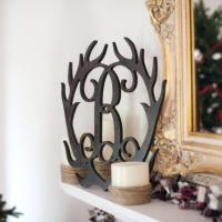 Wood Antlers Monogram Personalize to Your Decor