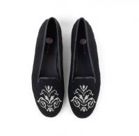 By Paige Metallic Silver Scroll Ladies Needlepoint Loafers 