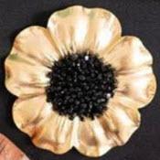 Large Poppy Black Pouf
