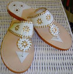 White Patent and Gold Palm Beach Sandals White Patent and Gold  Apparel & Accessories > Shoes > Sandals > Thongs & Flip-Flops