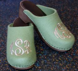 Monogrammed Clogs in Camo Wool Monogrammed Camo Wool Clogs 