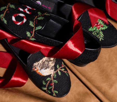 needlepoint loafers for the holidays