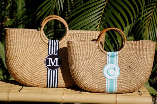 Queen Bea Monogrammed Shorty Florida Basket  Apparel & Accessories > Handbags > Tote Handbags