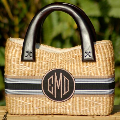 Queen Bea Monogrammed Small Beverly Basket  Apparel & Accessories > Handbags > Tote Handbags