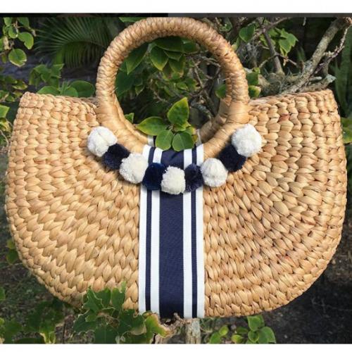 Queen Bea Kala Nantucket Poms Basket  Queen Bea Kala Nantucket Poms Basket  Apparel & Accessories > Handbags > Tote Handbags