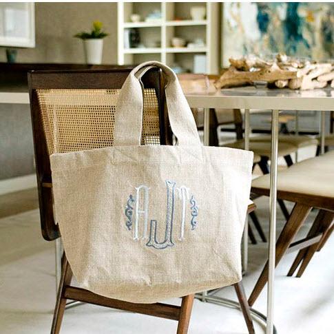 Walker Valentine Monogrammed Clinton Market Tote 22" wide and 12" tall  Luggage & Bags > Toiletry Bags