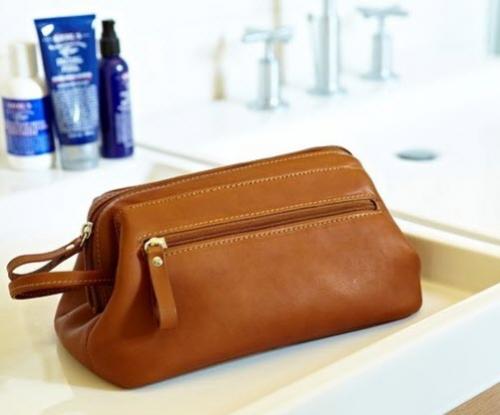 Mens Leather Framed Toiletry Travel Bag  Luggage & Bags > Toiletry Bags