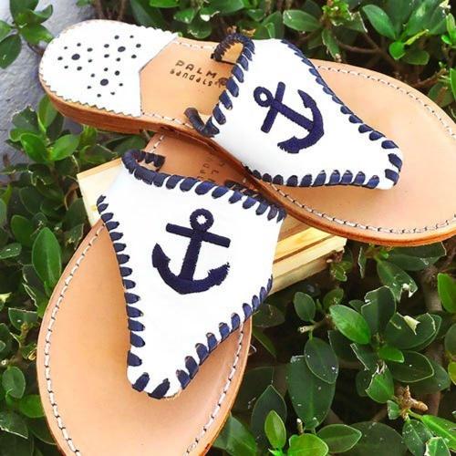 Palm Beach Classic Anchor Sandals White with Navy  Apparel & Accessories > Shoes > Sandals > Thongs & Flip-Flops