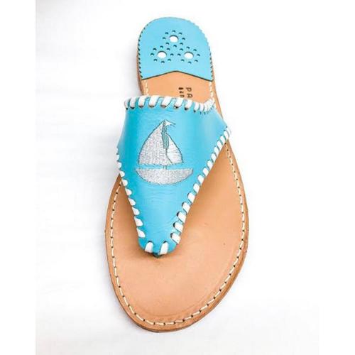 Palm Beach Classic Sailboat Sandals Carribean Blue with White  Apparel & Accessories > Shoes > Sandals > Thongs & Flip-Flops