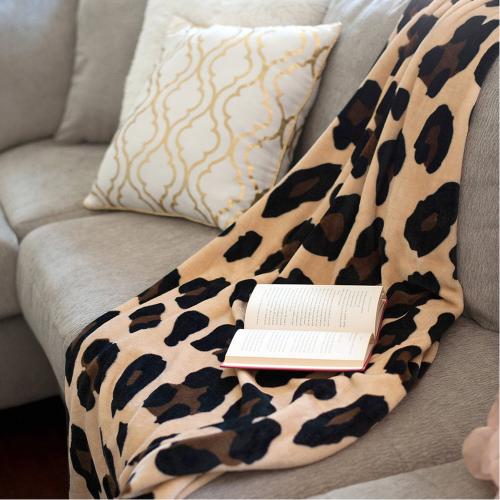 Monogrammed Leopard Wild Side Plush Blanket  Home & Garden > Linens & Bedding > Bedding > Blankets > Throws