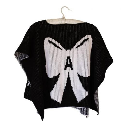 Hand Knit Personalized Kids Poncho With Bow  Apparel & Accessories > Clothing Accessories > Baby & Toddler Clothing Accessories