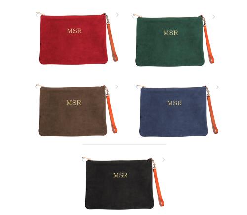 Boulevard Sofie Italian Suede Personalized Clutch Monogrammed  Apparel & Accessories > Handbags > Clutches & Special Occasion Bags