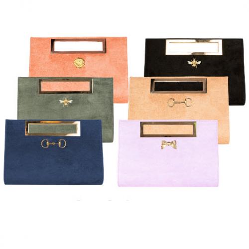Lisi Lerch Lavender Chloe Suede Clutch  Apparel & Accessories > Handbags > Clutches & Special Occasion Bags