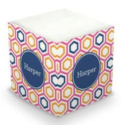 Personalized Maggie Raspberry and Tangerine Memo Cube  Office Supplies > General Supplies > Paper Products > Sticky Notes