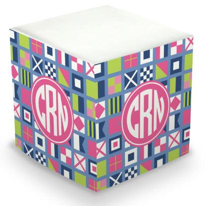 Personalized Nautical Flags Pink Memo Cube  Office Supplies > General Supplies > Paper Products > Sticky Notes