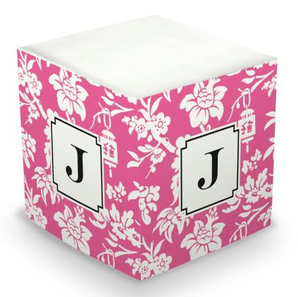 Personalized Anna Floral Raspberry Memo Cube  Office Supplies > General Supplies > Paper Products > Sticky Notes