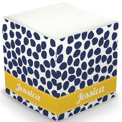 Personalized Organic Dots Deep Navy Memo Cube  Office Supplies > General Supplies > Paper Products > Sticky Notes
