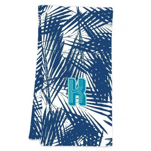 Clairebella Palm Leaves Navy Hostess Towel  Home & Garden > Linens & Bedding > Towels