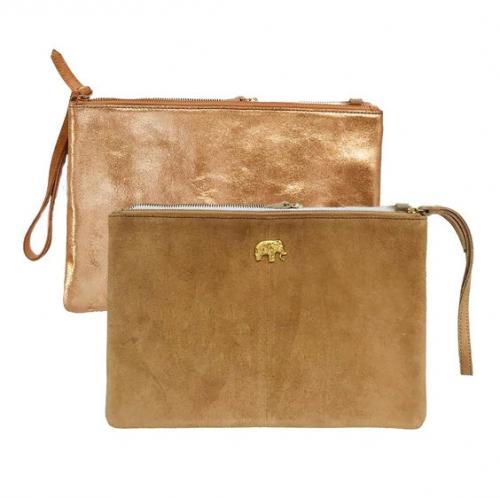 Lisi Lerch Elise Clutch Tan & Gold Dust  Apparel & Accessories > Handbags > Clutches & Special Occasion Bags
