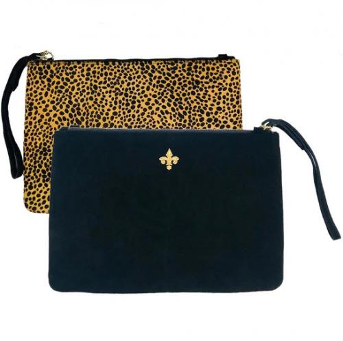 Lisi Lerch Elise Clutch Black & Cheetah  Apparel & Accessories > Handbags > Clutches & Special Occasion Bags