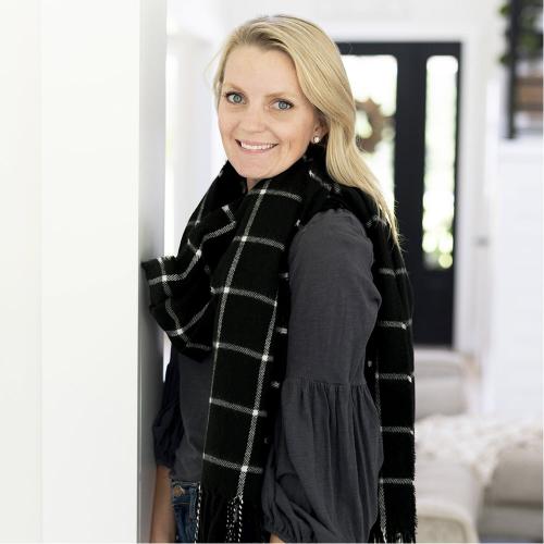 Monogrammed Black Plaid Oversized Scarf  Apparel & Accessories > Clothing Accessories > Scarves & Shawls