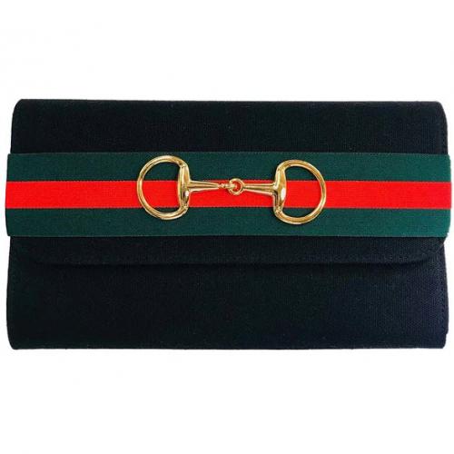Lisi Lerch Avery Green and Red Striped Band Clutch Lisi Lerch Avery Green and Red Striped Band Clutch Apparel & Accessories > Handbags > Clutches & Special Occasion Bags