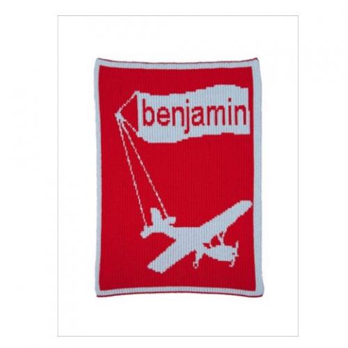 Airplane and Name Banner Monogrammed Blanket  Home & Garden > Linens & Bedding > Bedding > Blankets