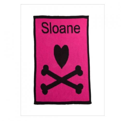 Heart and Crossbones Monogrammed Blanket  Home & Garden > Linens & Bedding > Bedding > Blankets