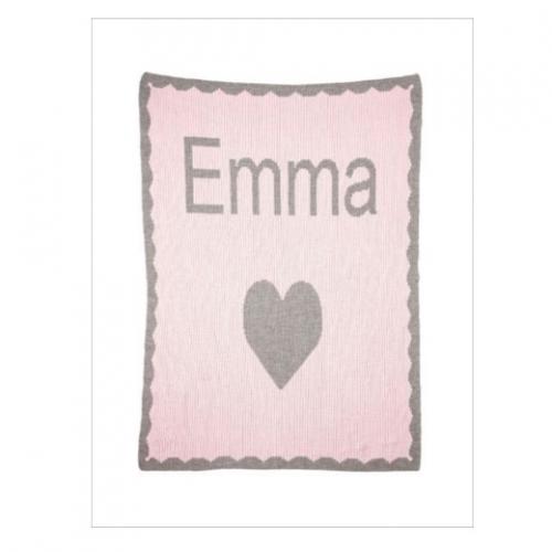 Single Heart and Scalloped Edge Monogrammed Blanket  Home & Garden > Linens & Bedding > Bedding > Blankets