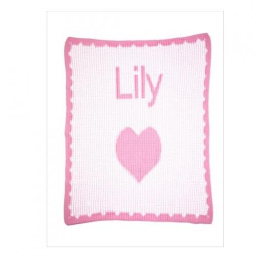 Single Heart and Scalloped Edge Monogrammed Stroller Blanket  Home & Garden > Linens & Bedding > Bedding > Blankets