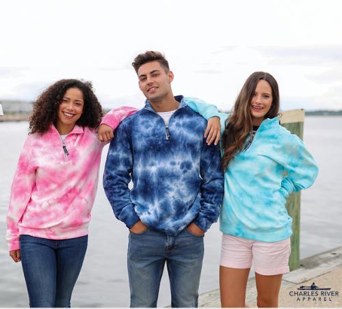 Charles River Tie Dye Crosswind Quarter Zip Sweatshirt  Apparel & Accessories > Clothing > Activewear > Sweatshirts