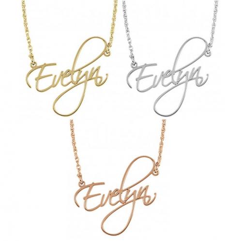 Small Calligraphy Nameplate Necklace  Apparel & Accessories > Jewelry > Necklaces