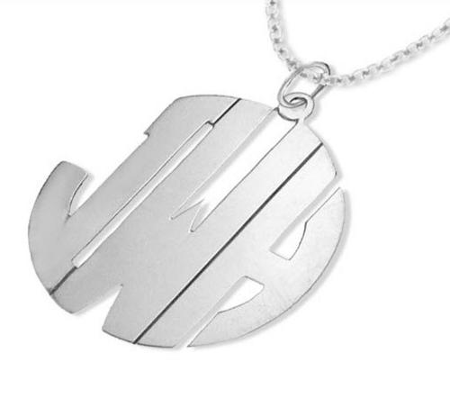 Monogrammed Circle Block Pendant on a Center Bale  Apparel & Accessories > Jewelry > Necklaces