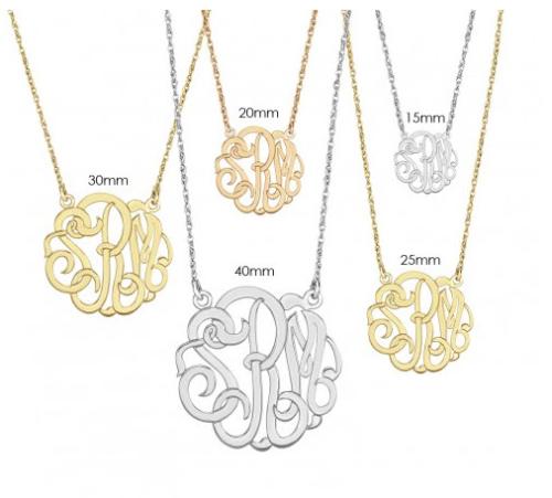 Monogrammed Three Letter Script Necklace   Apparel & Accessories > Jewelry > Necklaces