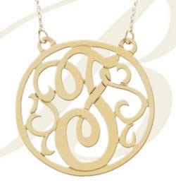 Round Monogrammed lace pendant in four sizes and three metal choices  Apparel & Accessories > Jewelry > Necklaces