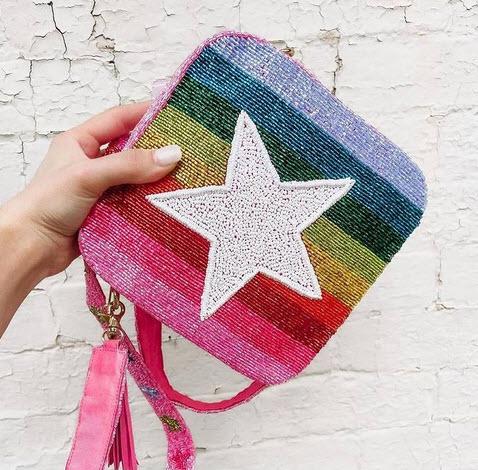 Beaded Crossbody Stars and Rainbow Stripes Beaded Stars and Rainbow Stripe Crossbody NULL