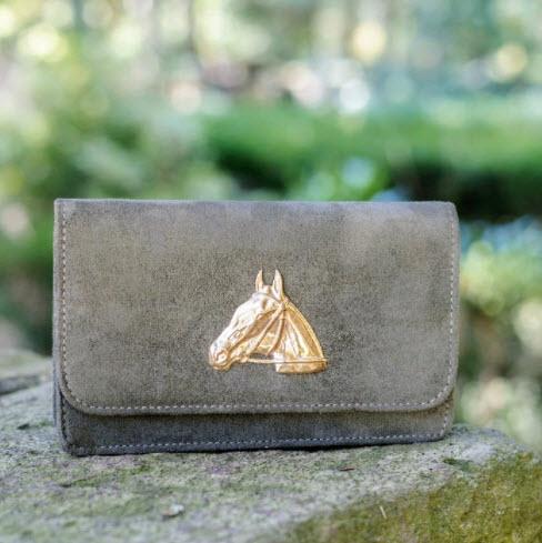 Lisi Lerch Ruby Olive Gold Charm Clutch  Apparel & Accessories > Handbags > Clutches & Special Occasion Bags