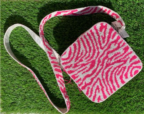 Crossbody Beaded Zebra Bag  Apparel & Accessories > Handbags > Cross-Body Handbags