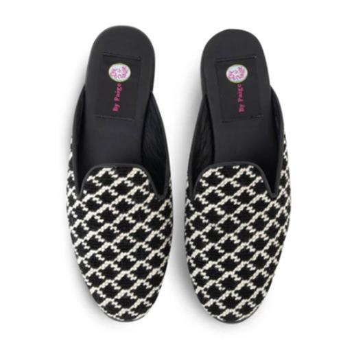 Ladies Black Fish Scale Needlepoint Mules By Paige  Apparel & Accessories > Shoes > Clogs & Mules