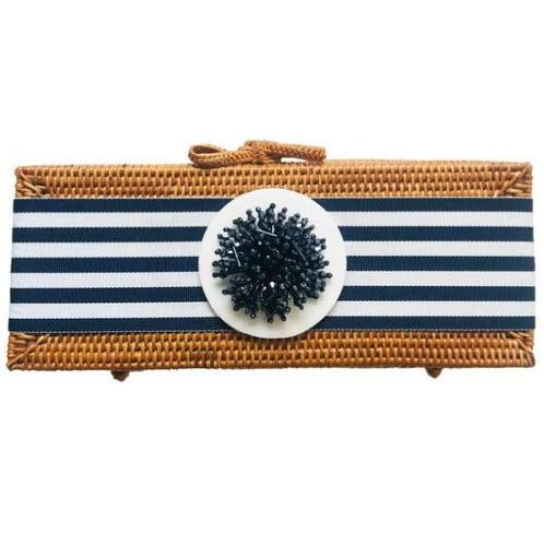 Lisi Lerch Colette Navy and White Blue Pouf Clutch Lisi Lerch Colette Navy and White Blue Pouf Clutch Apparel & Accessories > Handbags > Clutches & Special Occasion Bags
