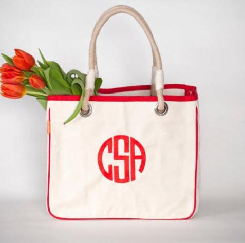 Monogrammed Canvas Rope Tote  Apparel & Accessories > Handbags > Tote Handbags