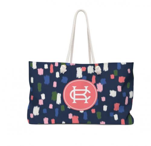 Clairebella Personalized Confetti Travel Tote Navy Clairebella Personalized Confetti Travel Tote Navy Apparel & Accessories > Handbags > Tote Handbags