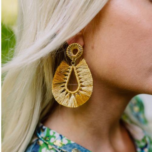 Lisi Lerch Mia Gold Metallic Raffia Earrings Lisi Lerch Mia Gold Metallic Raffia Earrings Apparel & Accessories > Jewelry > Earrings