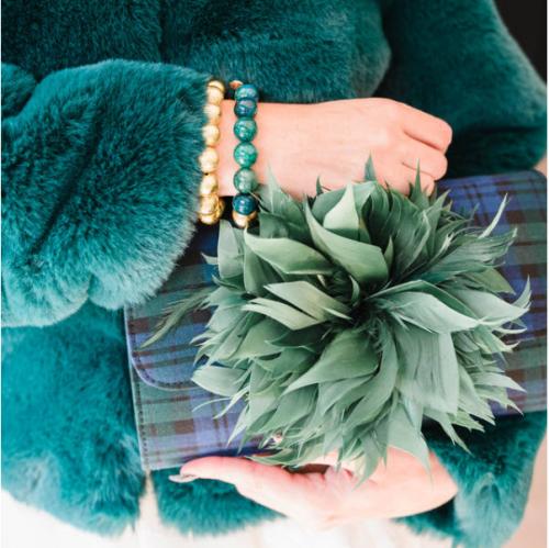 Lisi Lerch Avery Green Plaid Green Feather Clutch Lisi Lerch Avery Green Plaid Green Feather Clutch Apparel & Accessories > Handbags > Clutches & Special Occasion Bags