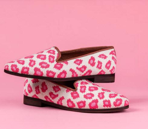 By Paige Ladies Leopard Pink and Tan Needlepoint Loafers  Apparel & Accessories > Shoes > Loafers