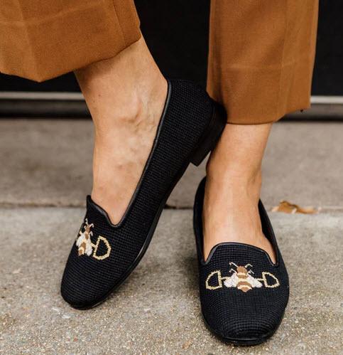 By Paige Ladies Black Snaffle Bit Bee Needlepoint Loafers  Apparel & Accessories > Shoes > Loafers